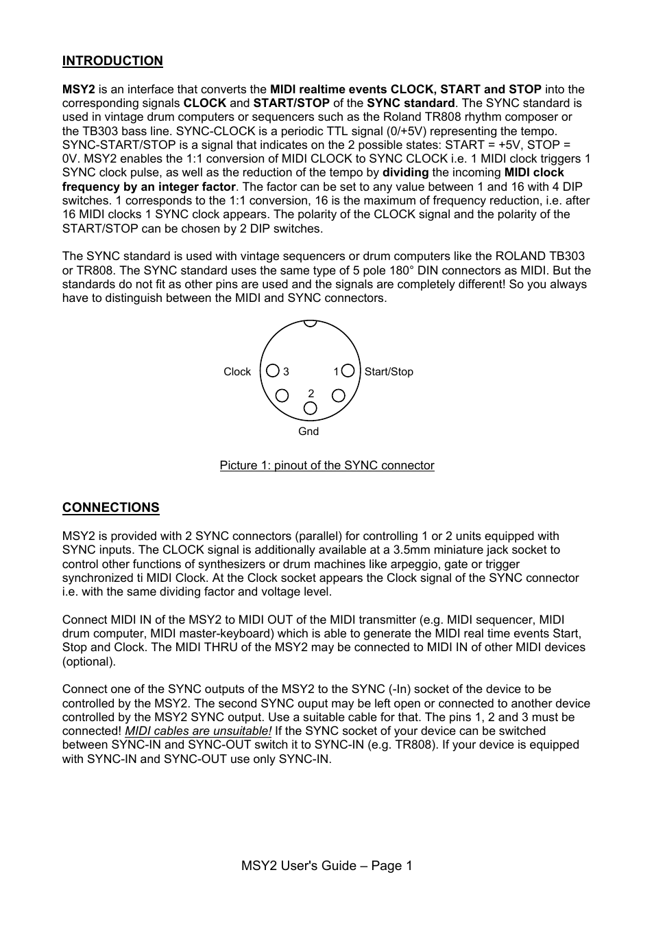 Doepfer MSY2 Midi Sync Interface User Manual | Page 2 / 5