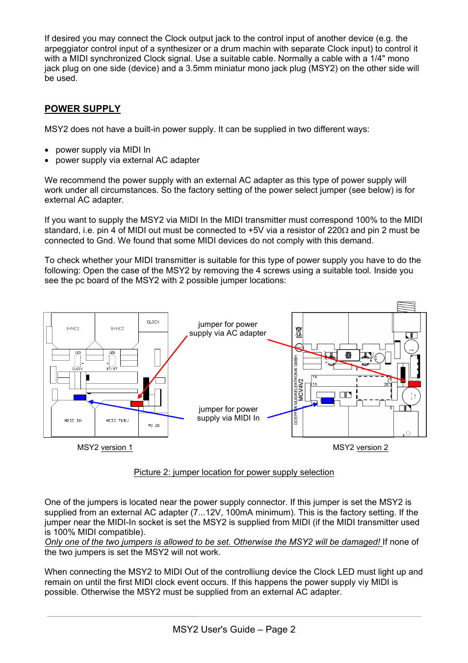Doepfer MSY2 Midi Sync Interface User Manual | Page 3 / 5