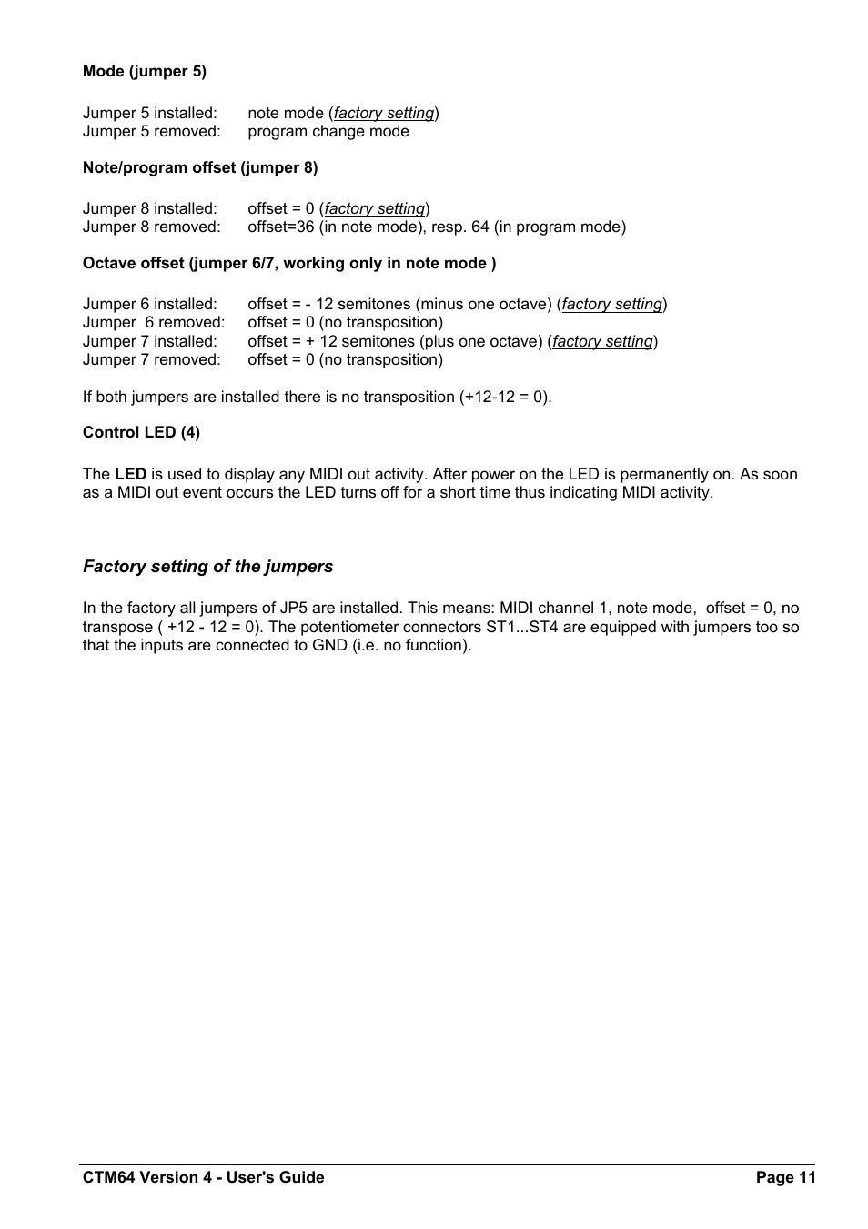 Doepfer CTM64 Contact to Midi Interface (main board) User Manual | Page 11 / 20