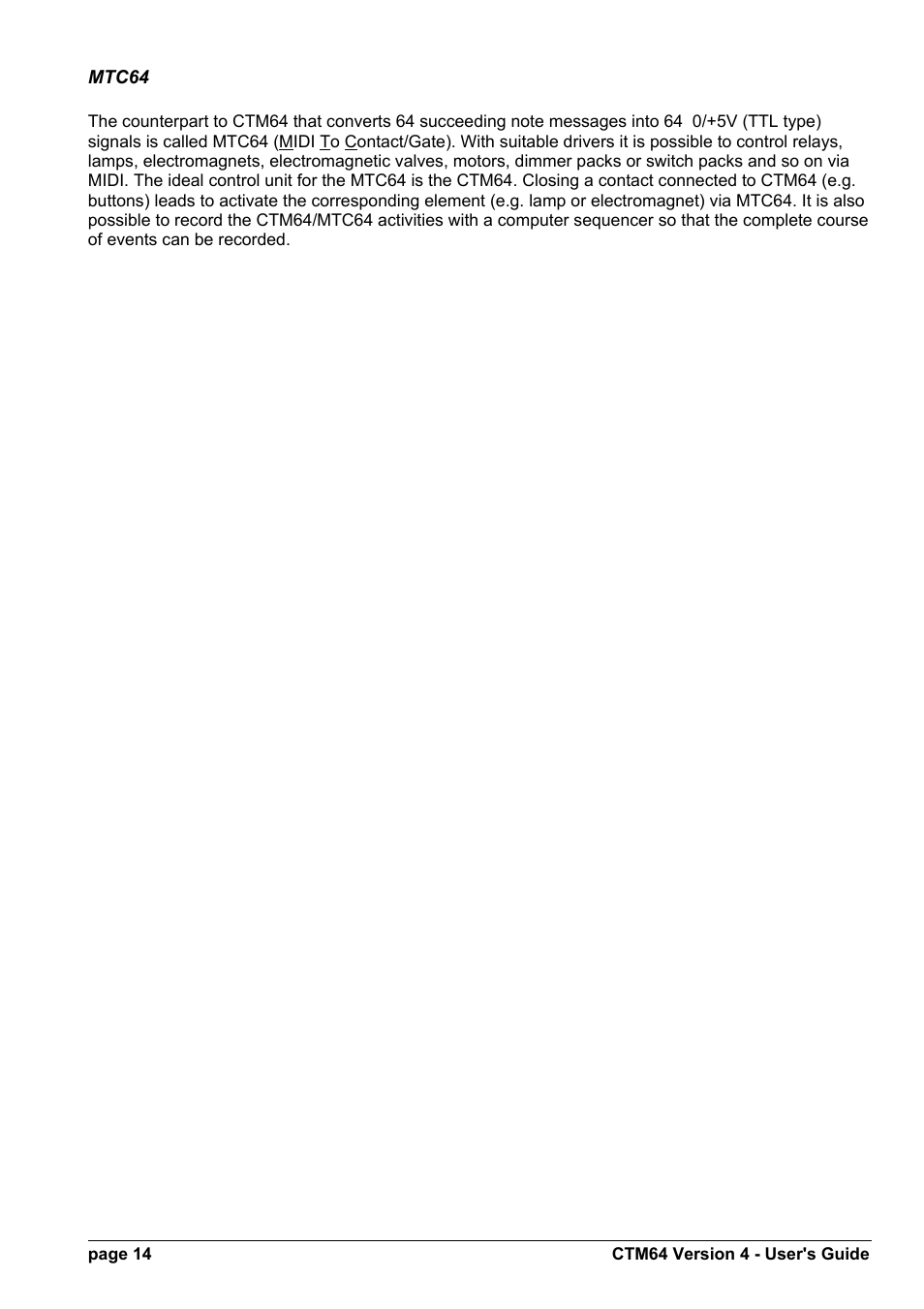 Doepfer CTM64 Contact to Midi Interface (main board) User Manual | Page 14 / 20