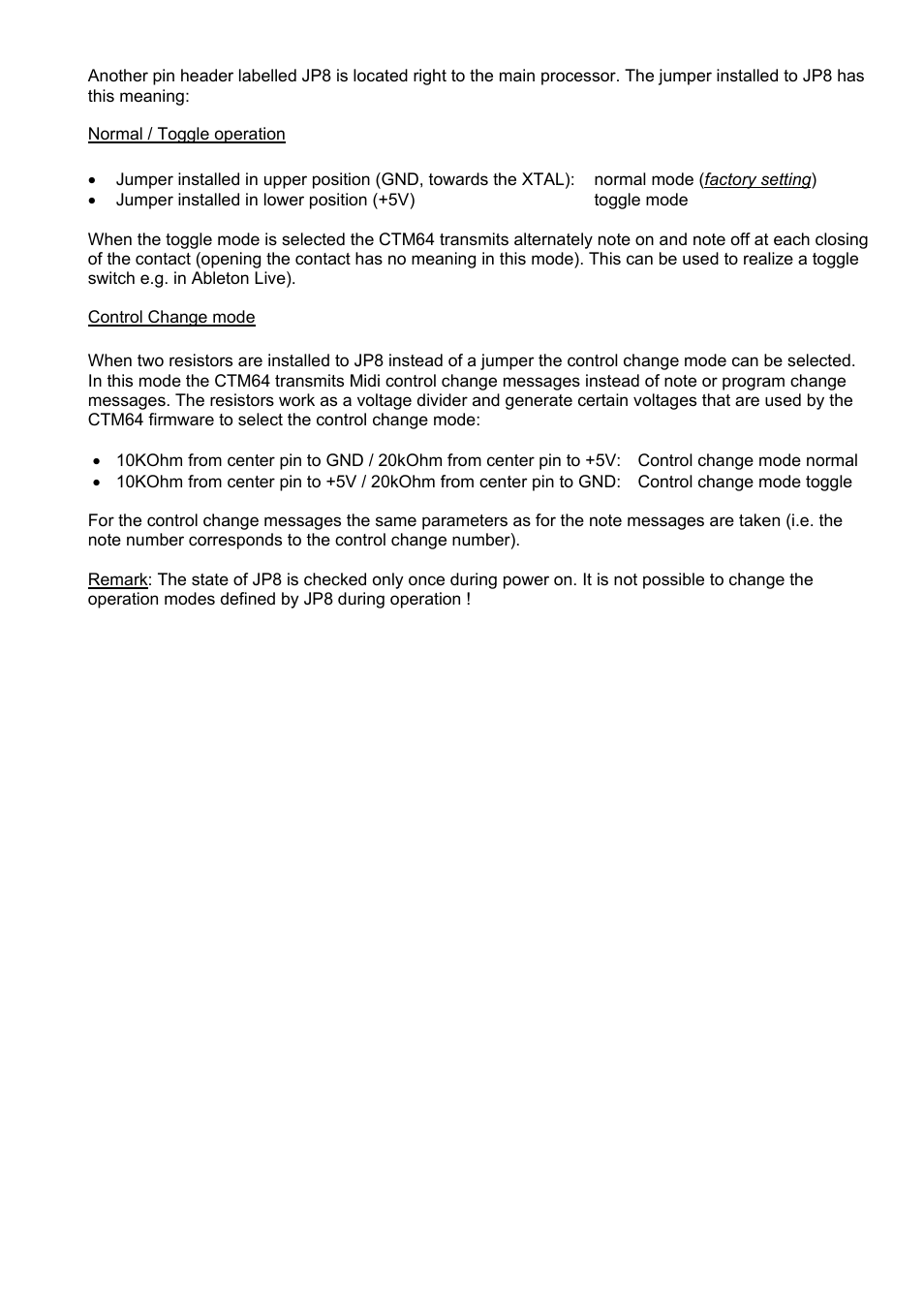 Doepfer CTM64 Contact to Midi Interface (main board) User Manual | Page 16 / 20
