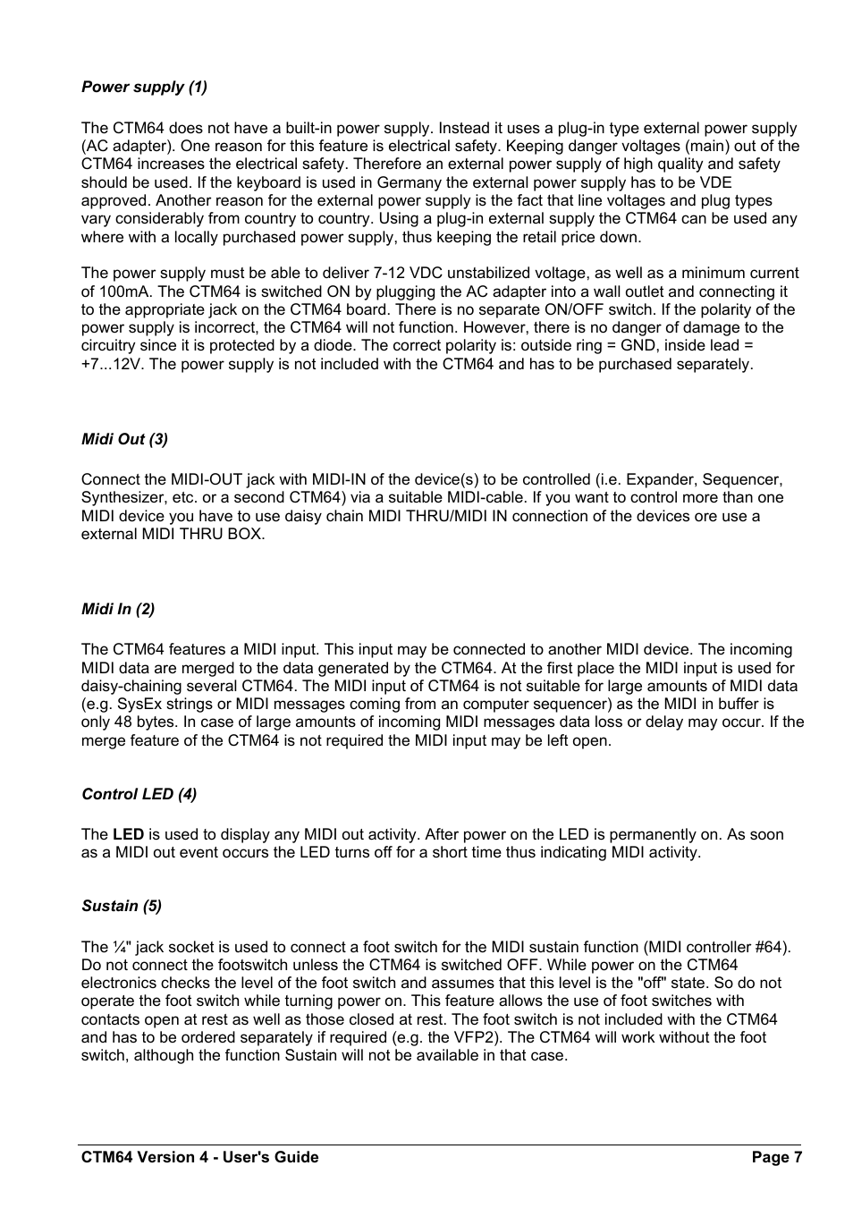 Doepfer CTM64 Contact to Midi Interface (main board) User Manual | Page 7 / 20