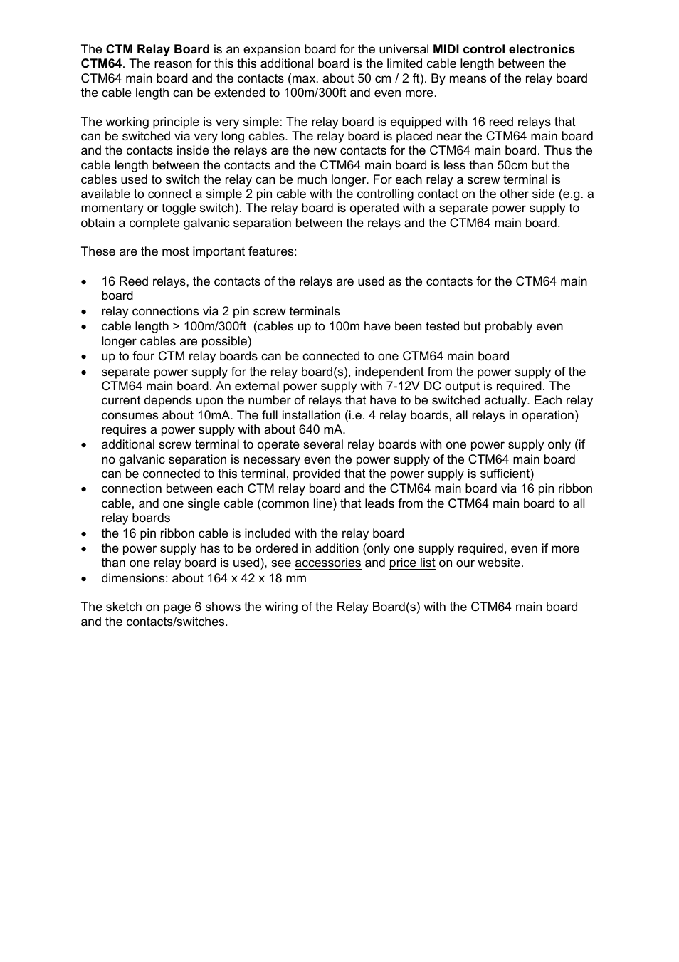Doepfer CTM64 Relay Board User Manual | Page 2 / 8