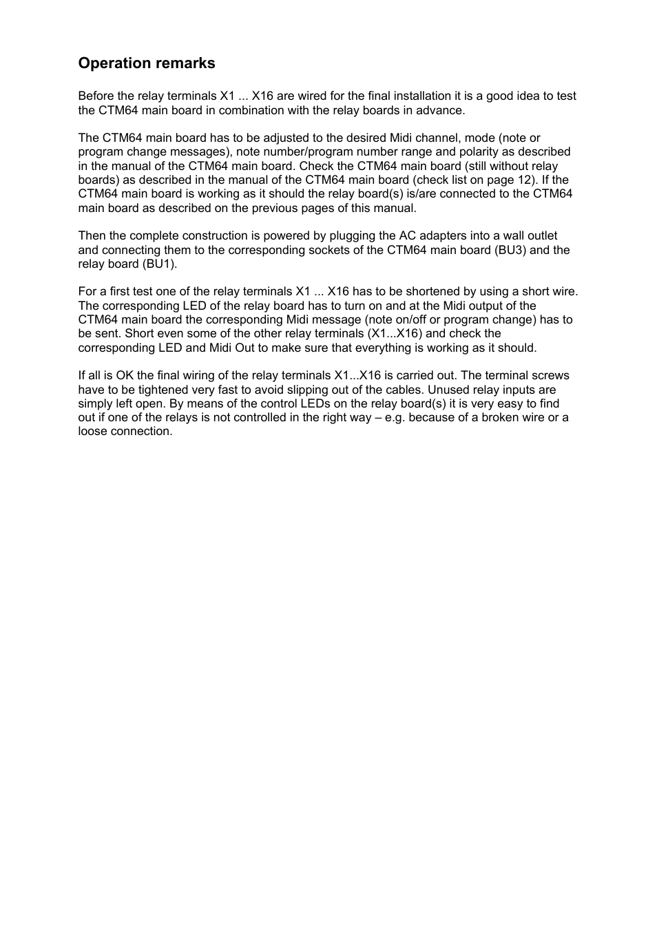 Operation remarks | Doepfer CTM64 Relay Board User Manual | Page 5 / 8