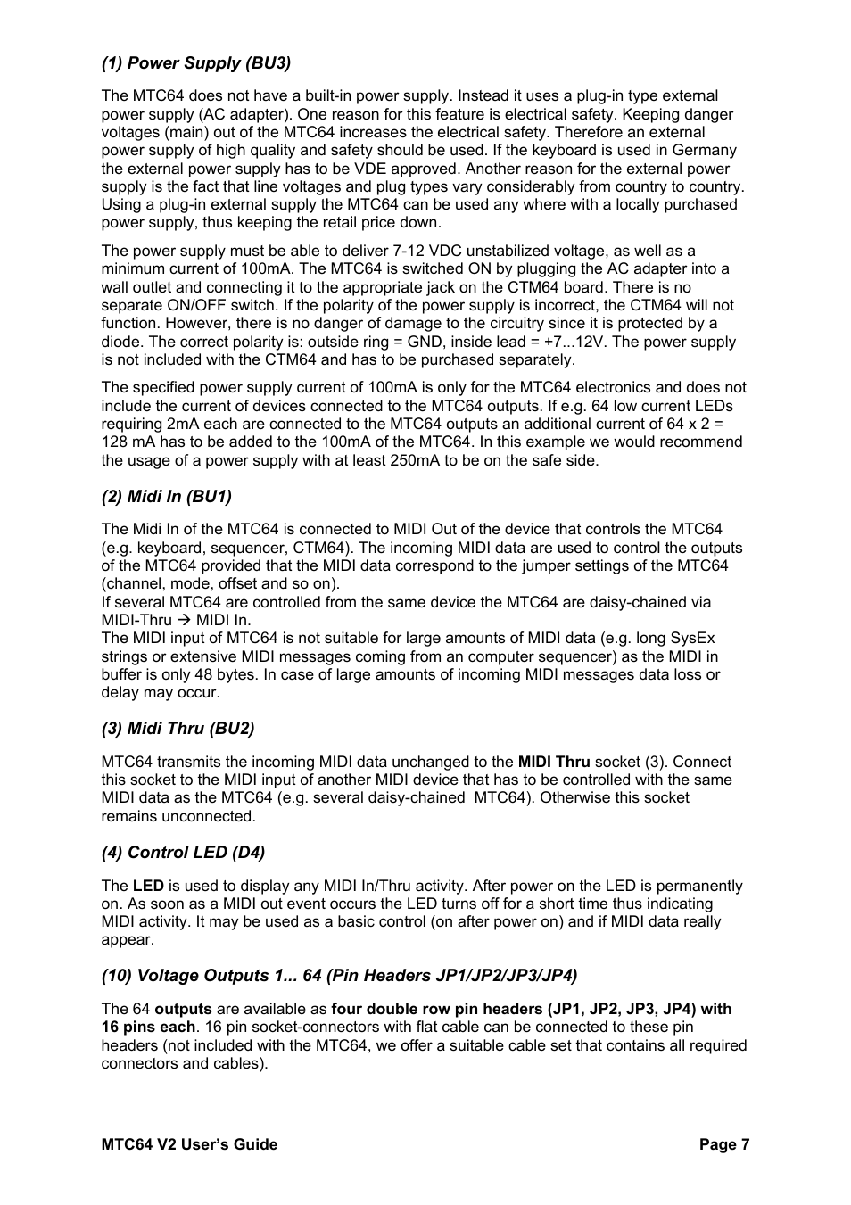 Doepfer MTC64 Midi to Gate Interface  (main board) User Manual | Page 7 / 16