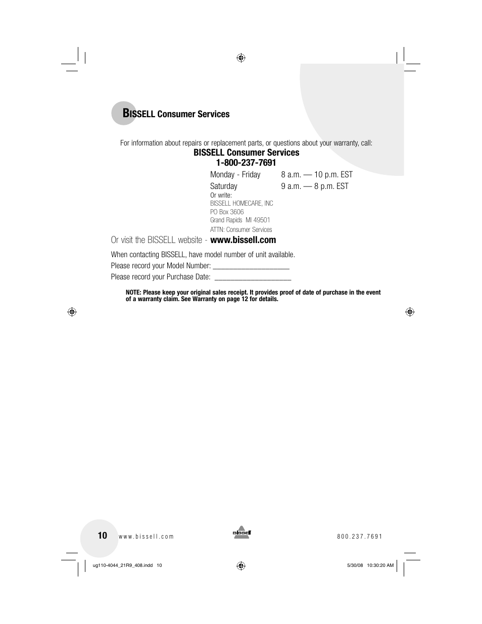 Bissell 21R9 User Manual | Page 10 / 12