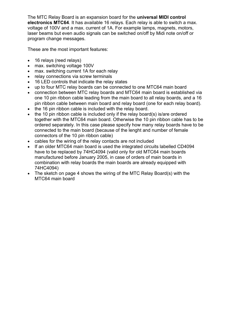 Doepfer MTC64 Relay Board User Manual | Page 3 / 8