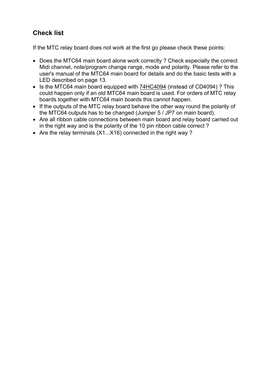 Doepfer MTC64 Relay Board User Manual | Page 7 / 8