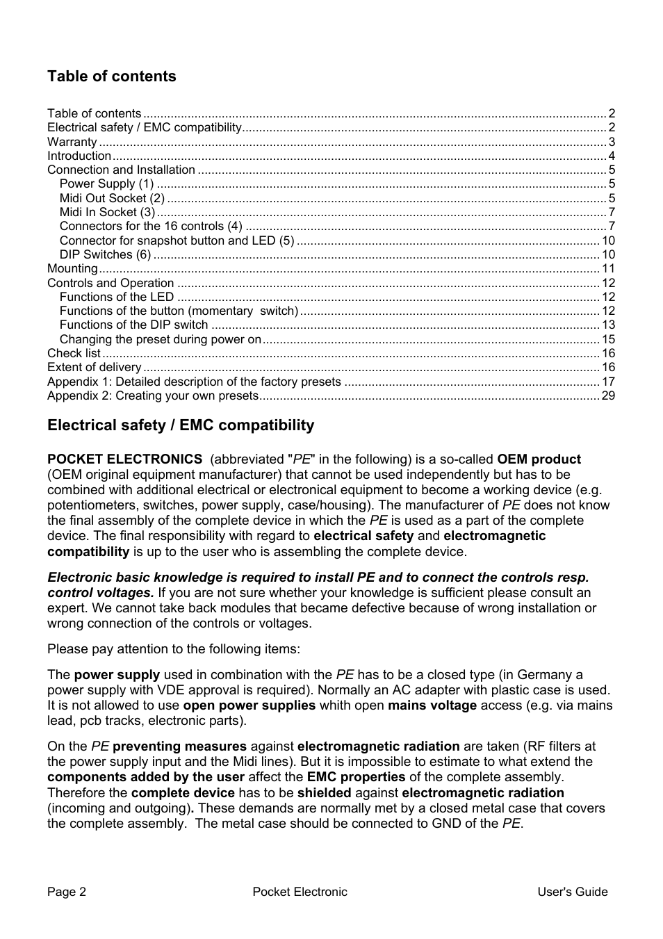 Doepfer Pocket Electronic User Manual | Page 2 / 32
