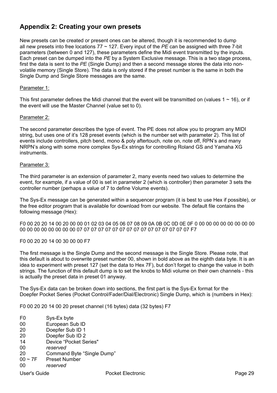 Appendix 2: creating your own presets | Doepfer Pocket Electronic User Manual | Page 29 / 32
