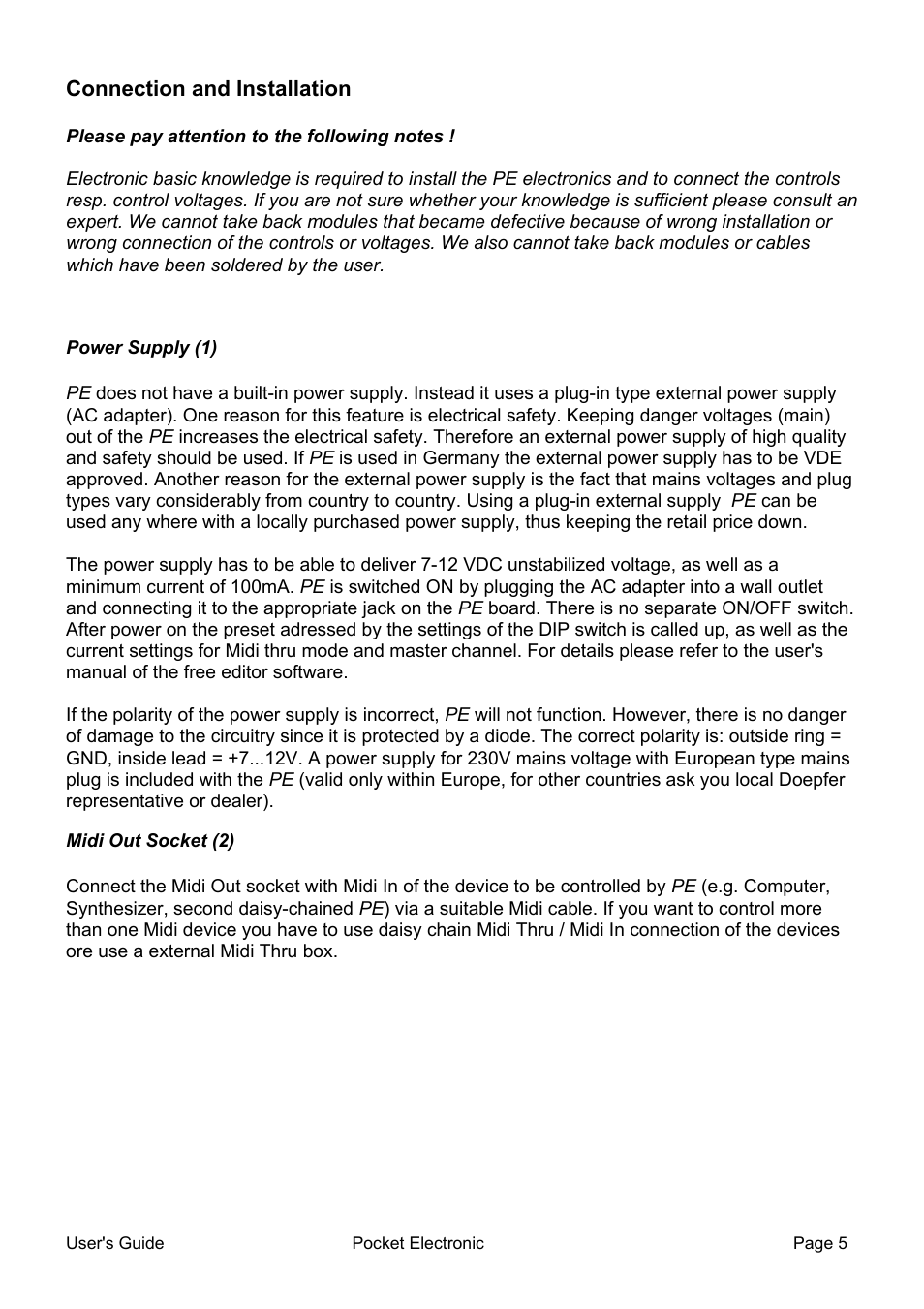 Doepfer Pocket Electronic User Manual | Page 5 / 32