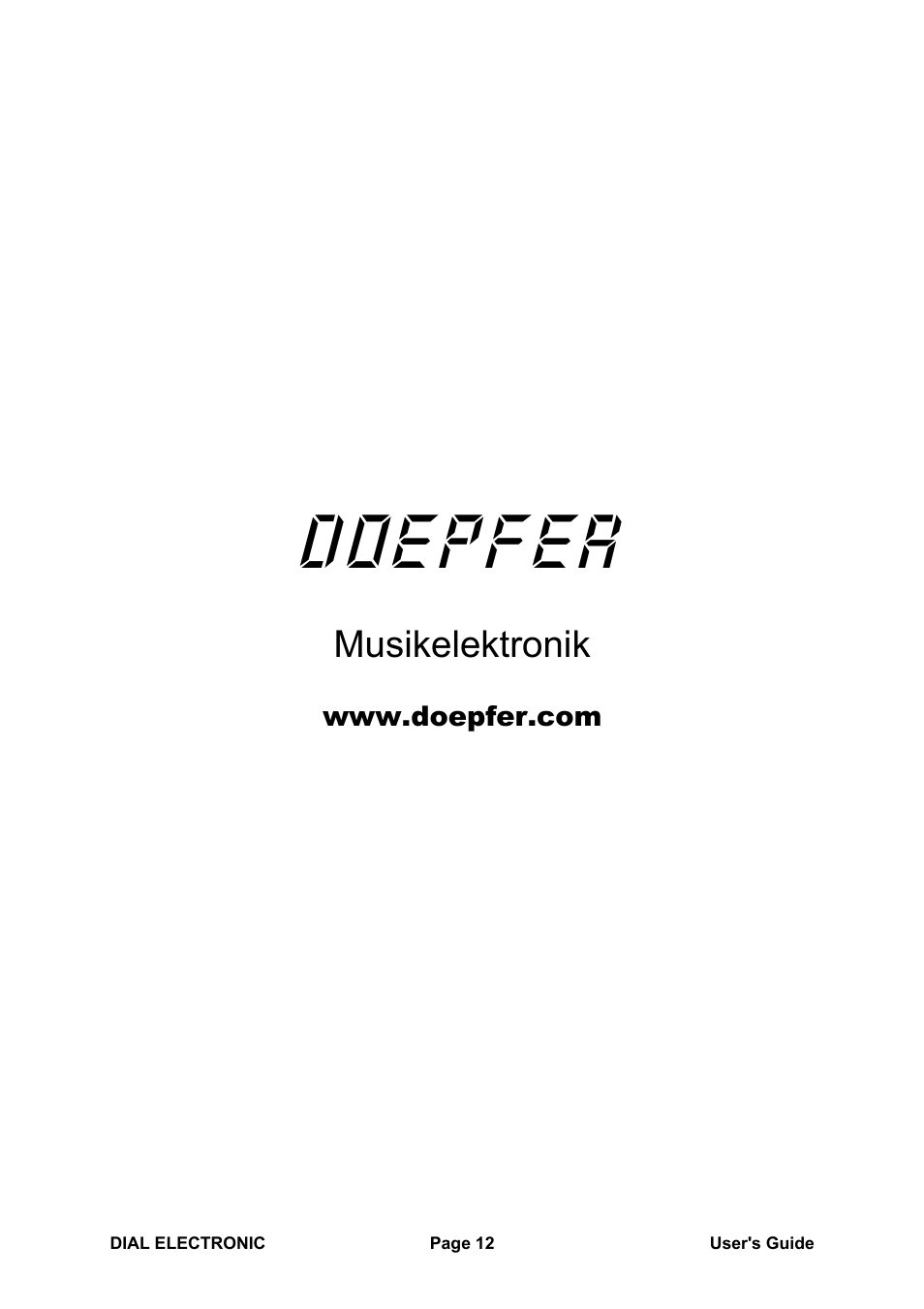 Doepfer, Musikelektronik | Doepfer Dial Electronic User Manual | Page 12 / 12