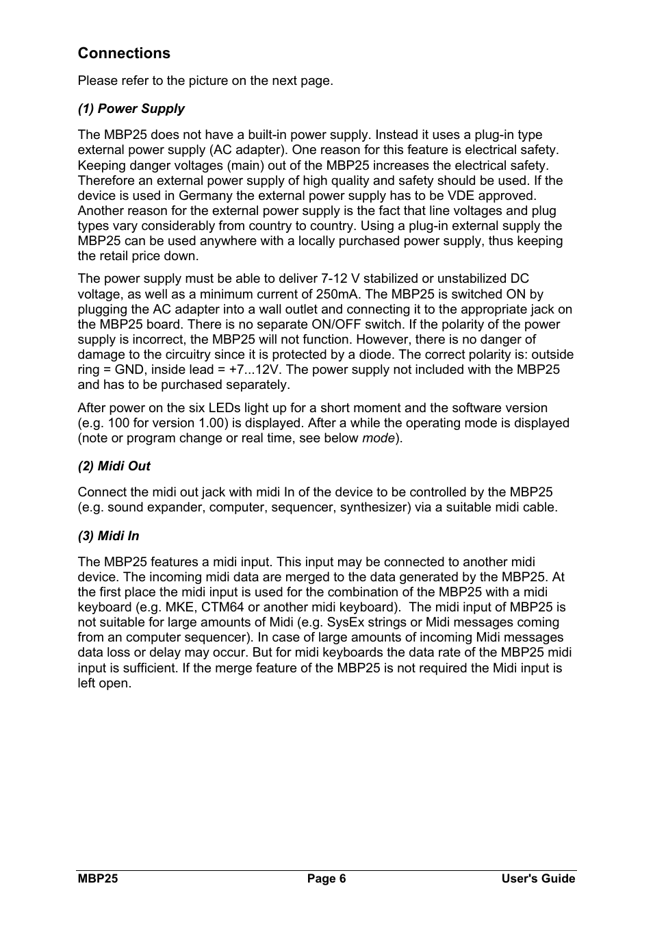 Doepfer MBP25 Midi Bass Pedal Electronics Kit User Manual | Page 6 / 16