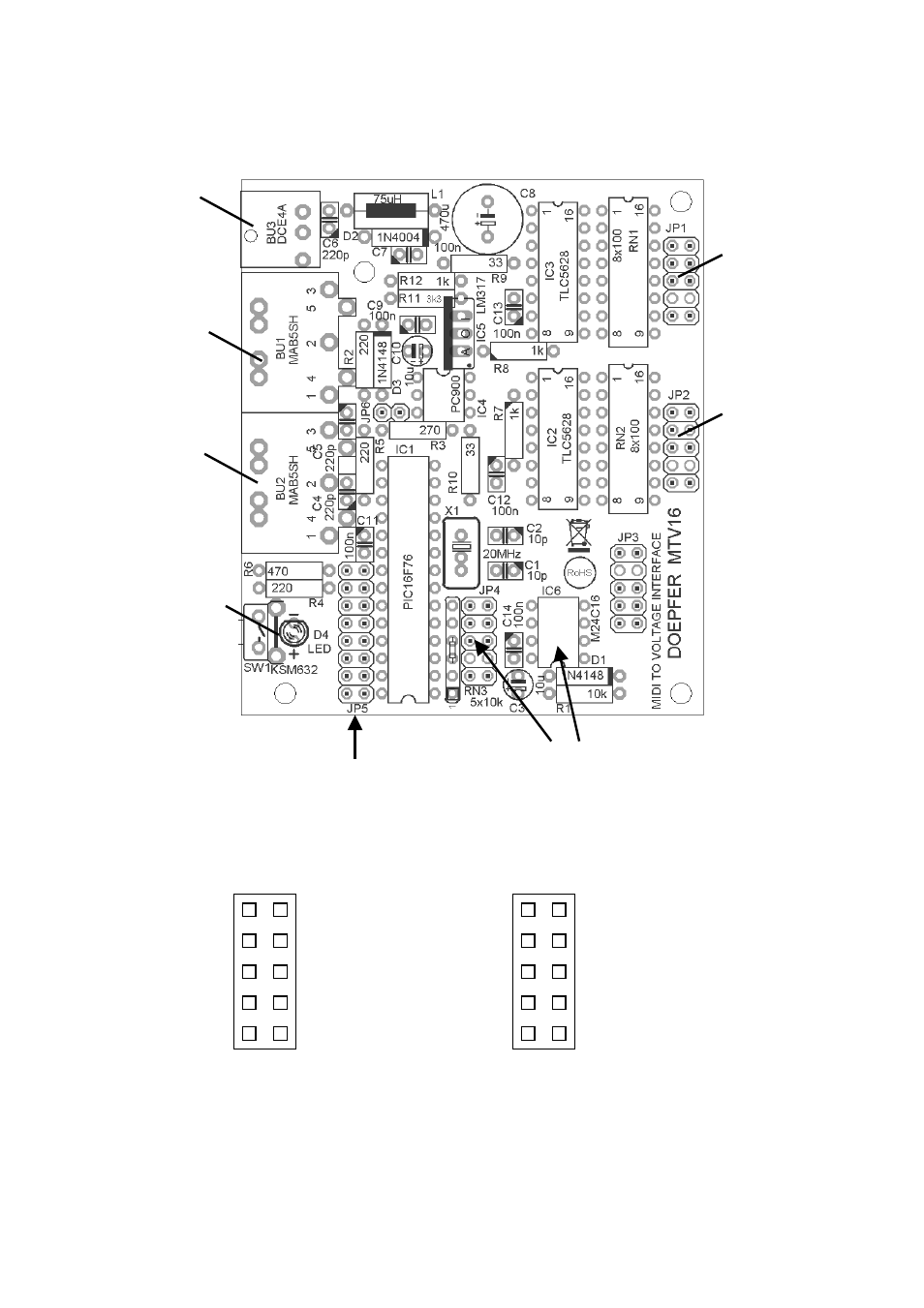 Overview: mtv16 connections and controls | Doepfer MTV16 Midi-to-Voltage Interface with 16 Analog Voltage Outputs User Manual | Page 6 / 8