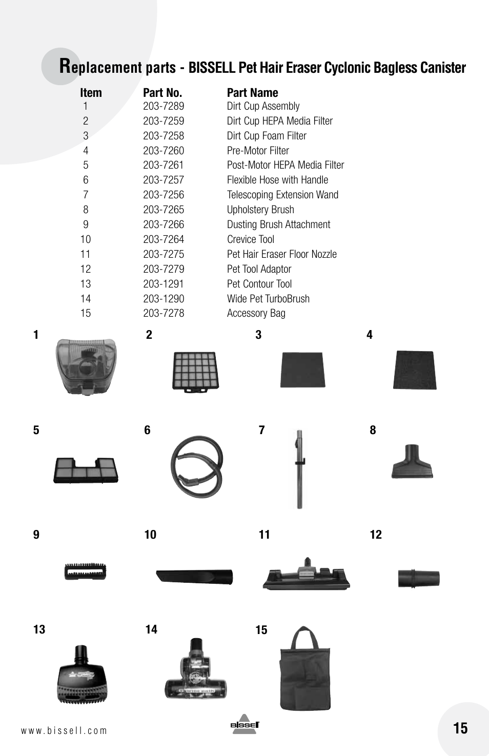 Bissell 33N7 User Manual | Page 15 / 16