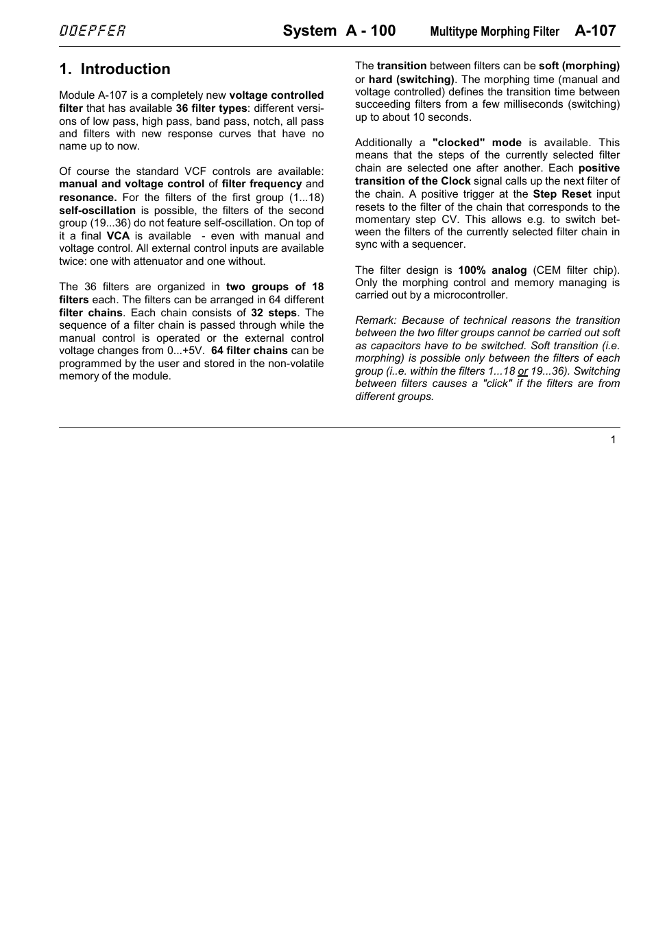 System a - 100, A-107, Introduction | Doepfer | Doepfer A-100(~ 40 MB) User Manual | Page 105 / 744