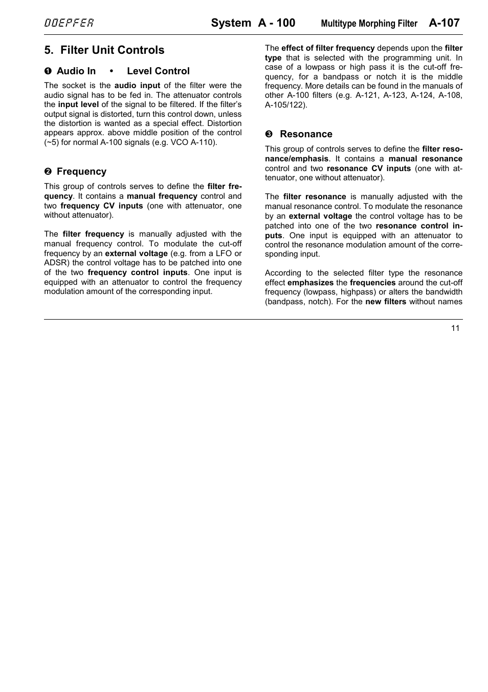 System a - 100, A-107, Filter unit controls | Doepfer A-100(~ 40 MB) User Manual | Page 115 / 744