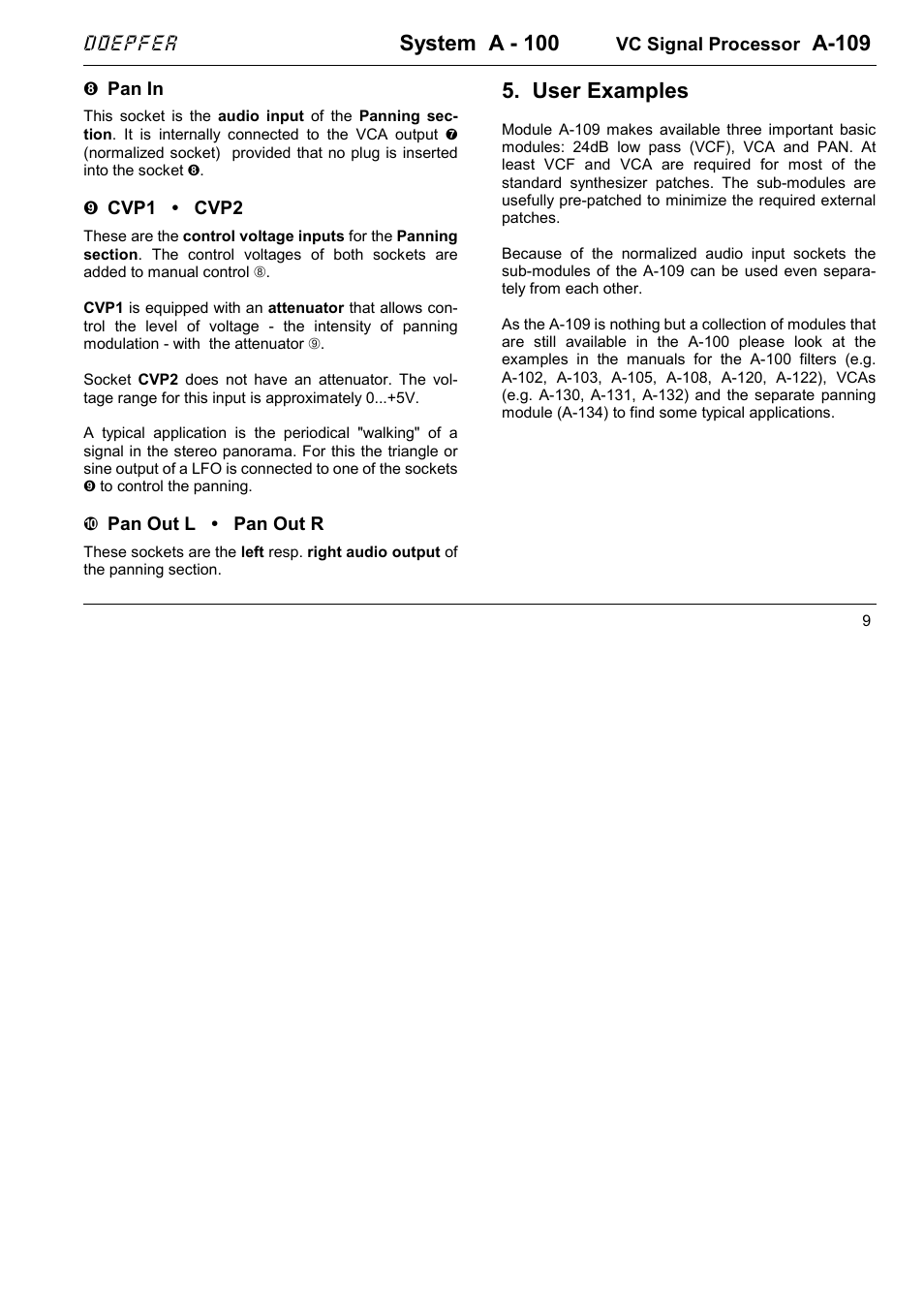 System a - 100, A-109, User examples | Doepfer | Doepfer A-100(~ 40 MB) User Manual | Page 141 / 744