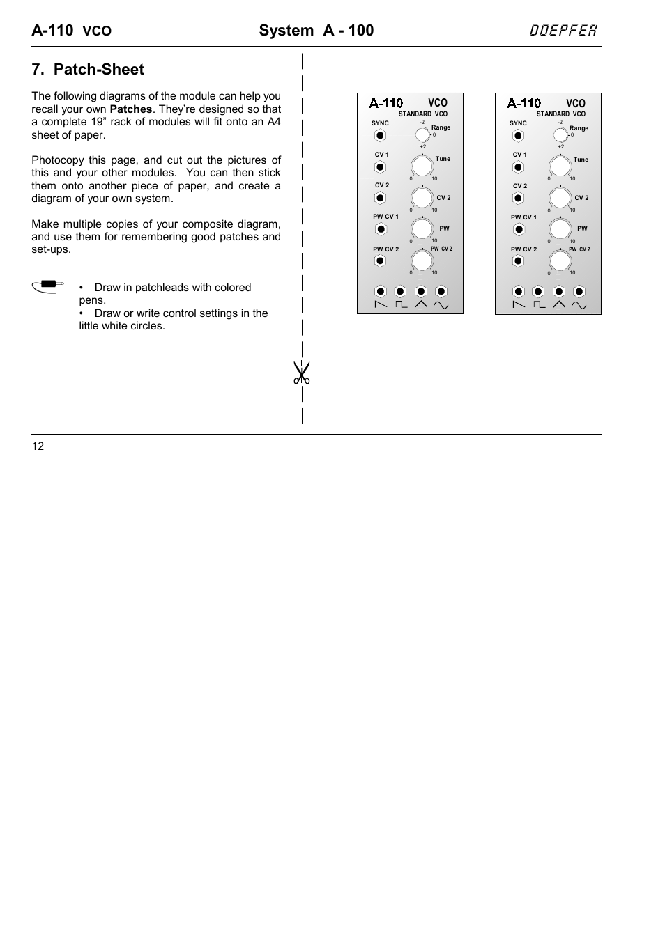 A-110, System a - 100, Patch-sheet | Doepfer | Doepfer A-100(~ 40 MB) User Manual | Page 154 / 744