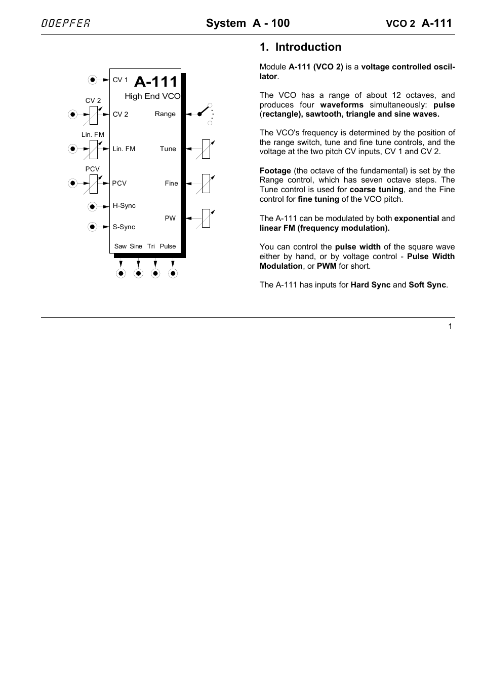 System a - 100, A-111, Introduction | Doepfer | Doepfer A-100(~ 40 MB) User Manual | Page 155 / 744