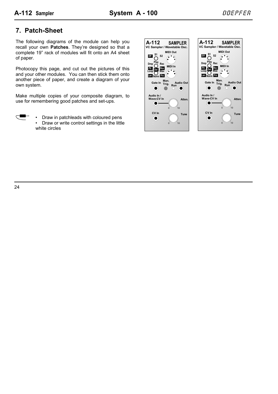 A-112, System a - 100, Patch-sheet | Doepfer, Sampler | Doepfer A-100(~ 40 MB) User Manual | Page 214 / 744