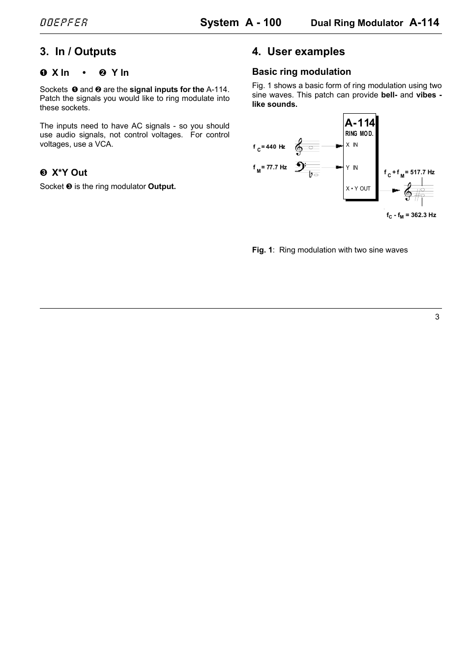 System a - 100, A-114, User examples | Doepfer, Dual ring modulator, X in • " y in, X*y out, Basic ring modulation | Doepfer A-100(~ 40 MB) User Manual | Page 229 / 744