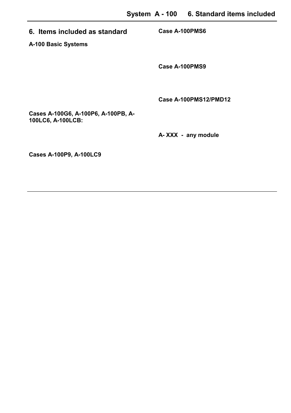 System a - 100 6. standard items included, Items included as standard, Doepfer | Doepfer A-100(~ 40 MB) User Manual | Page 23 / 744