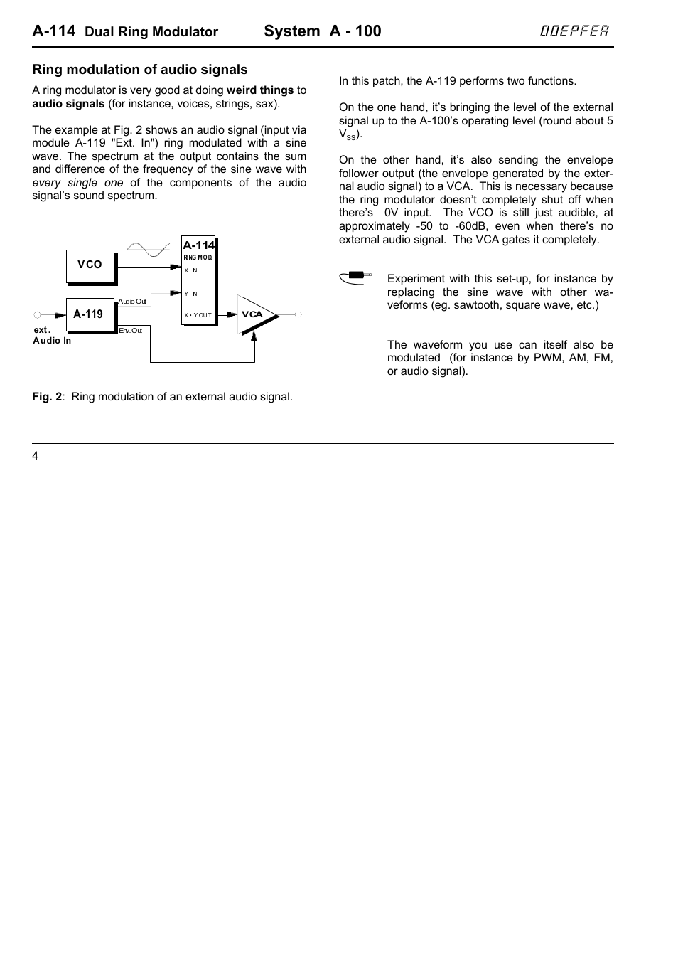 A-114, System a - 100, Doepfer | Dual ring modulator, Ring modulation of audio signals | Doepfer A-100(~ 40 MB) User Manual | Page 230 / 744