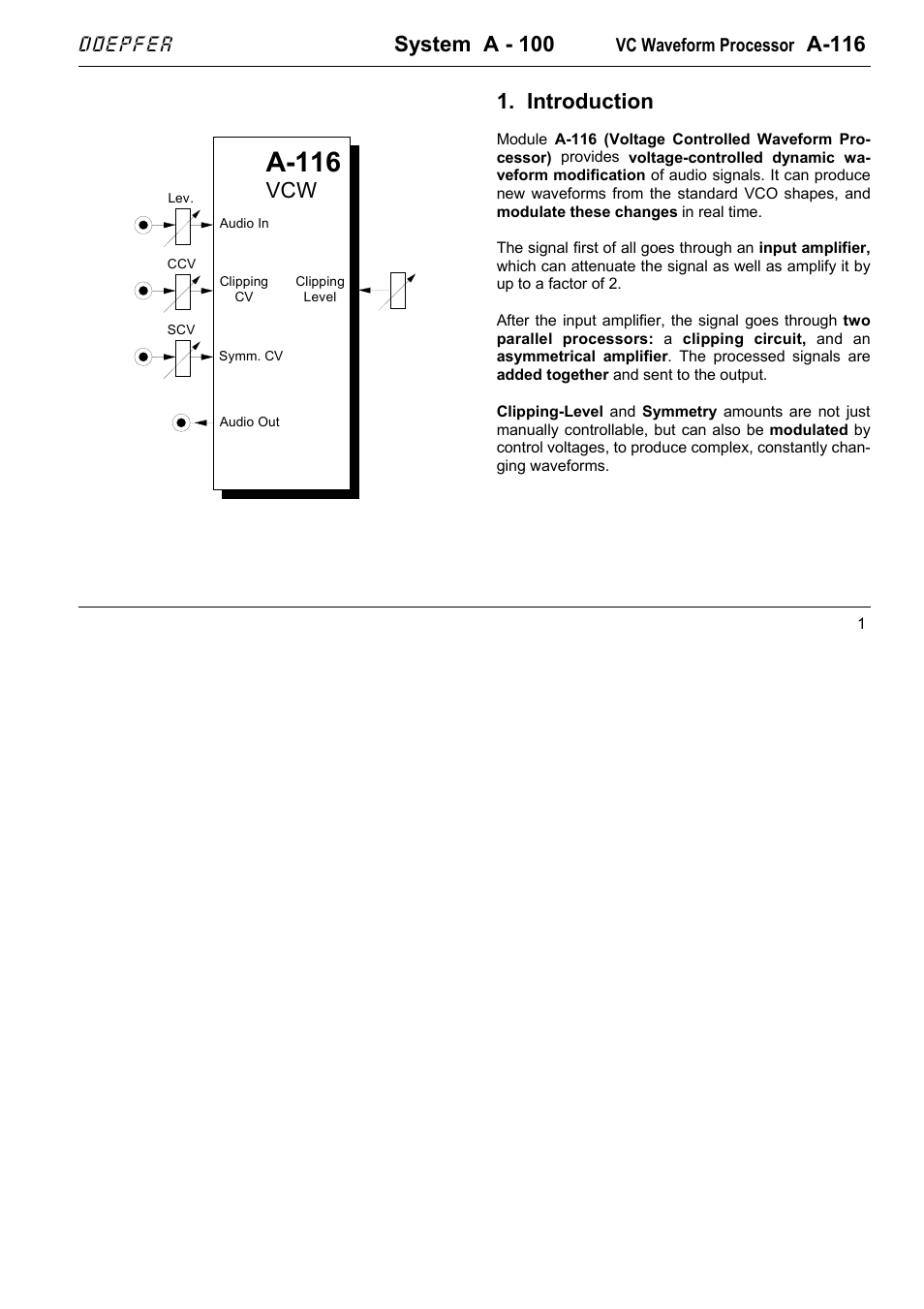 System a - 100, A-116, Introduction | Doepfer | Doepfer A-100(~ 40 MB) User Manual | Page 237 / 744