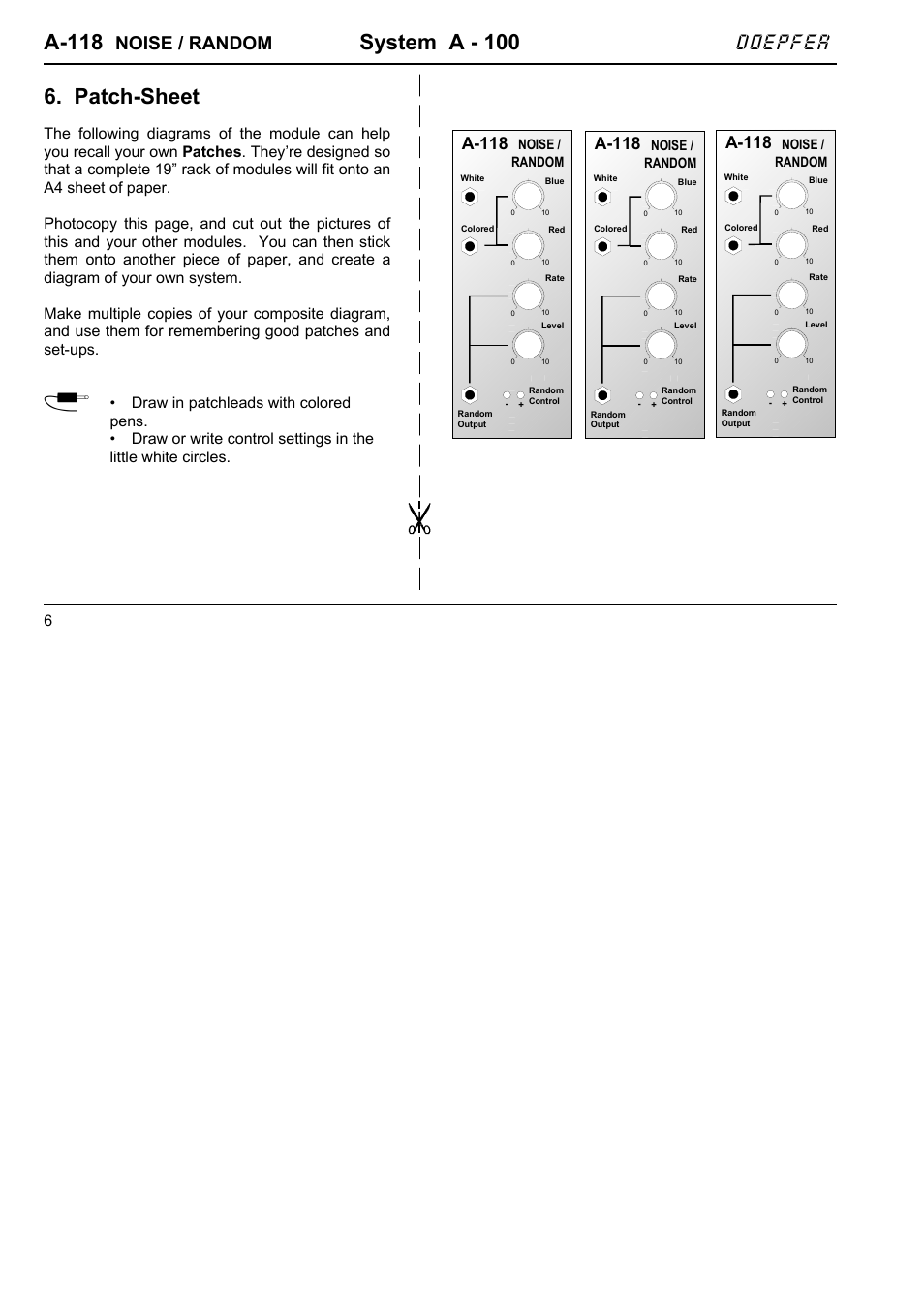 A-118, System a - 100, Patch-sheet | Doepfer, Noise / random | Doepfer A-100(~ 40 MB) User Manual | Page 254 / 744