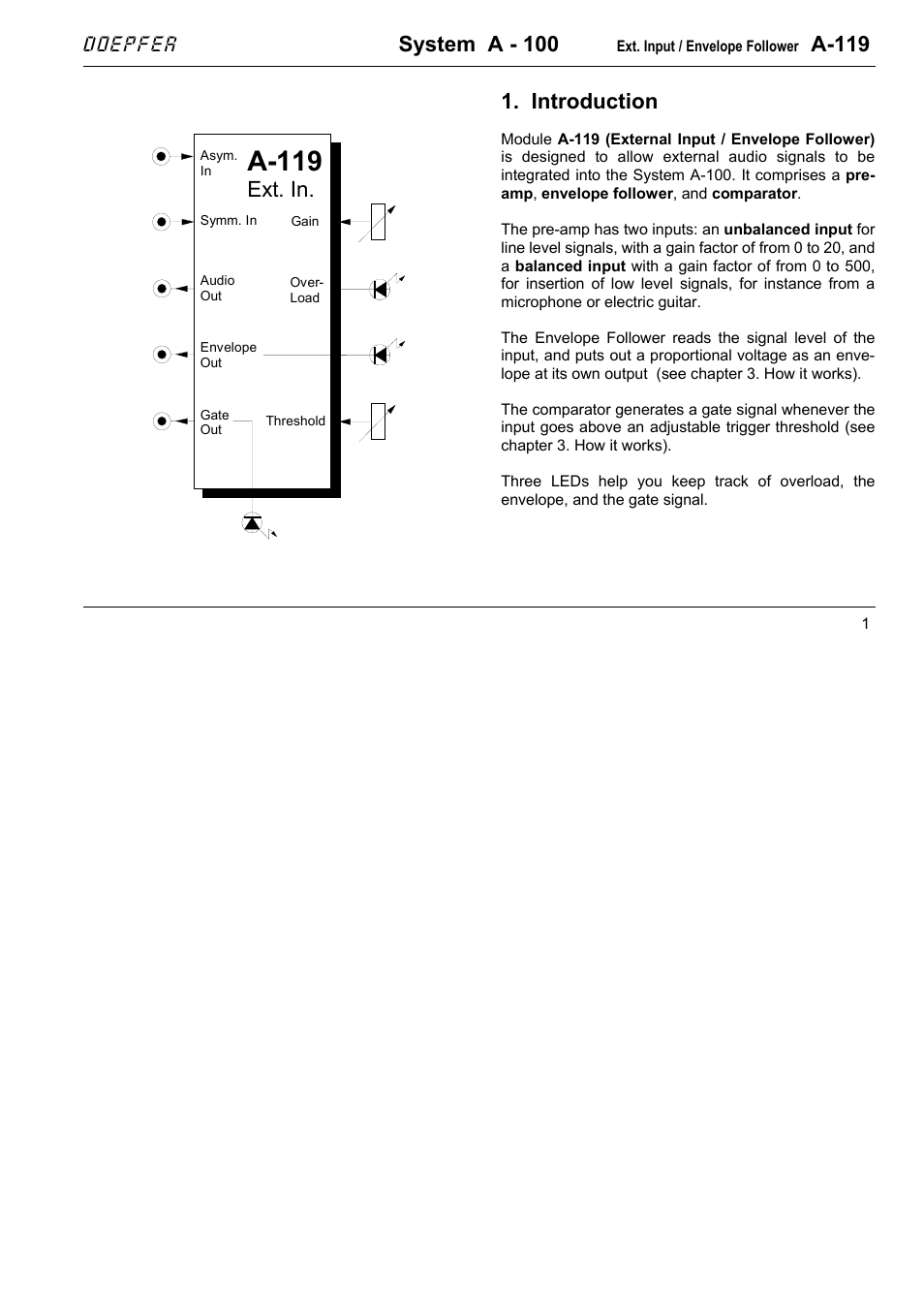 System a - 100, A-119, Introduction | Ext. in, Doepfer | Doepfer A-100(~ 40 MB) User Manual | Page 255 / 744