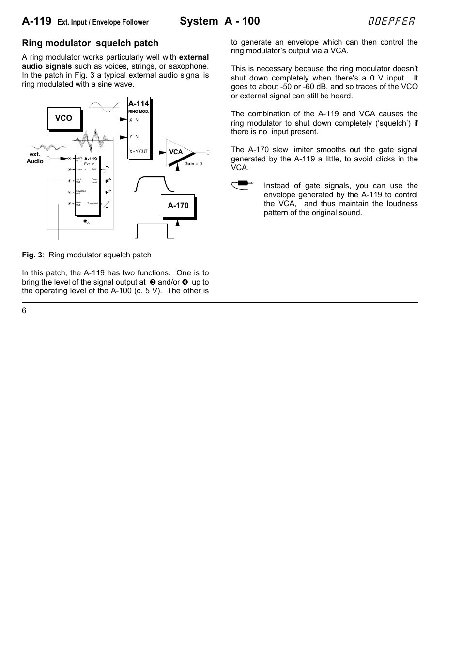 A-119, System a - 100, Doepfer | Ring modulator squelch patch, Ext. input / envelope follower, A-170 | Doepfer A-100(~ 40 MB) User Manual | Page 260 / 744