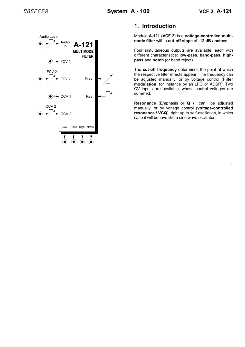 System a - 100, A-121, Introduction | Doepfer | Doepfer A-100(~ 40 MB) User Manual | Page 269 / 744