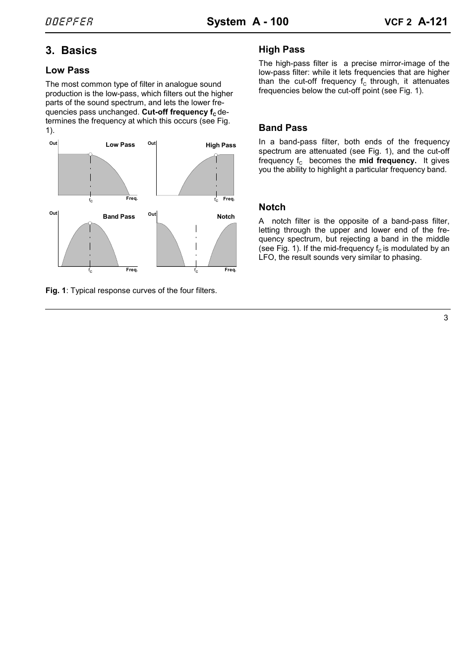 System a - 100, A-121, Basics | Doepfer, Vcf 2, Low pass, High pass, Band pass, Notch | Doepfer A-100(~ 40 MB) User Manual | Page 271 / 744