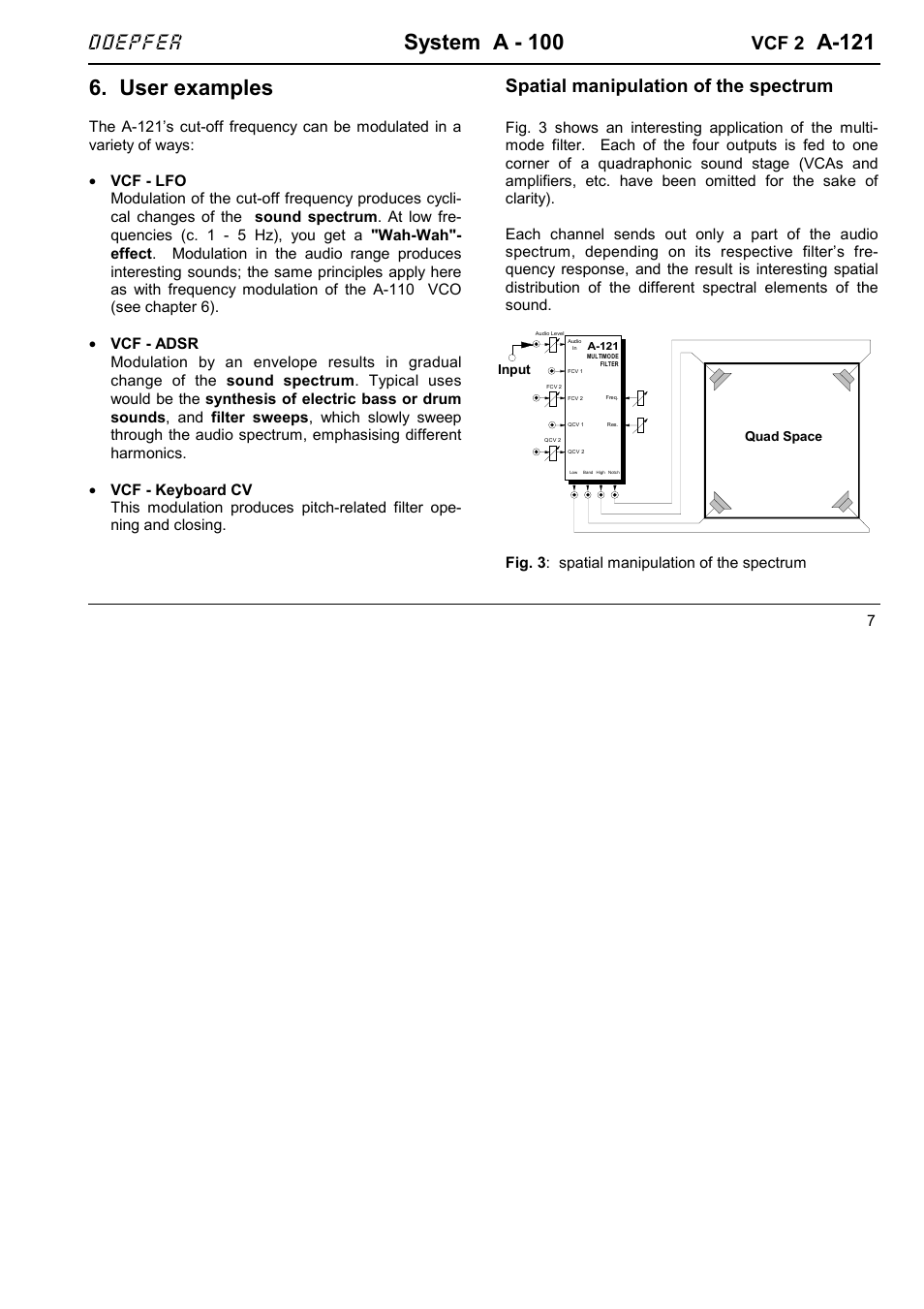 System a - 100, A-121, User examples | Doepfer, Vcf 2, Spatial manipulation of the spectrum | Doepfer A-100(~ 40 MB) User Manual | Page 275 / 744