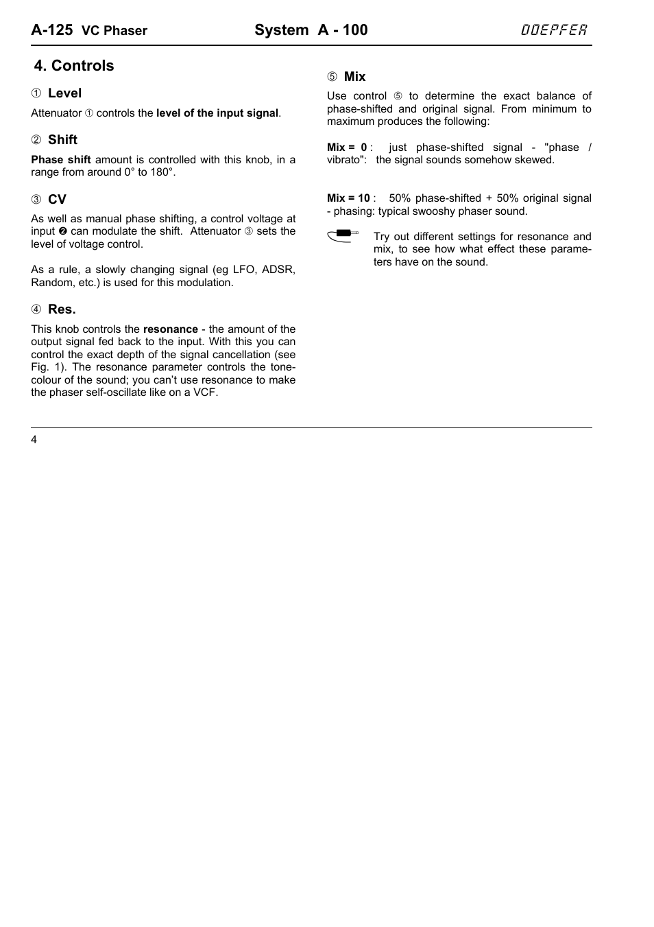A-125, System a - 100, Controls | Doepfer A-100(~ 40 MB) User Manual | Page 294 / 744