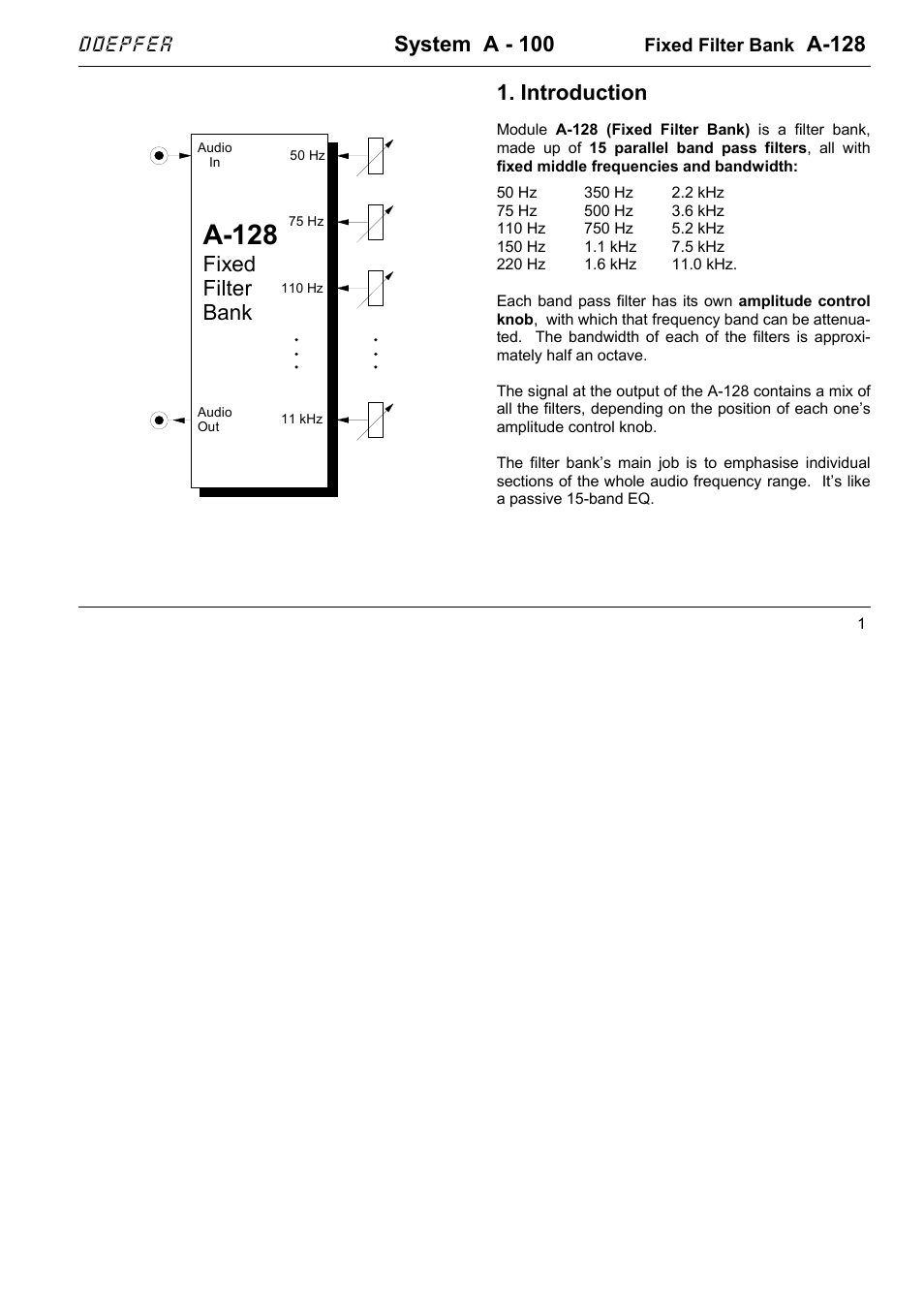 System a - 100, A-128, Introduction | Fixed filter bank, Doepfer | Doepfer A-100(~ 40 MB) User Manual | Page 309 / 744