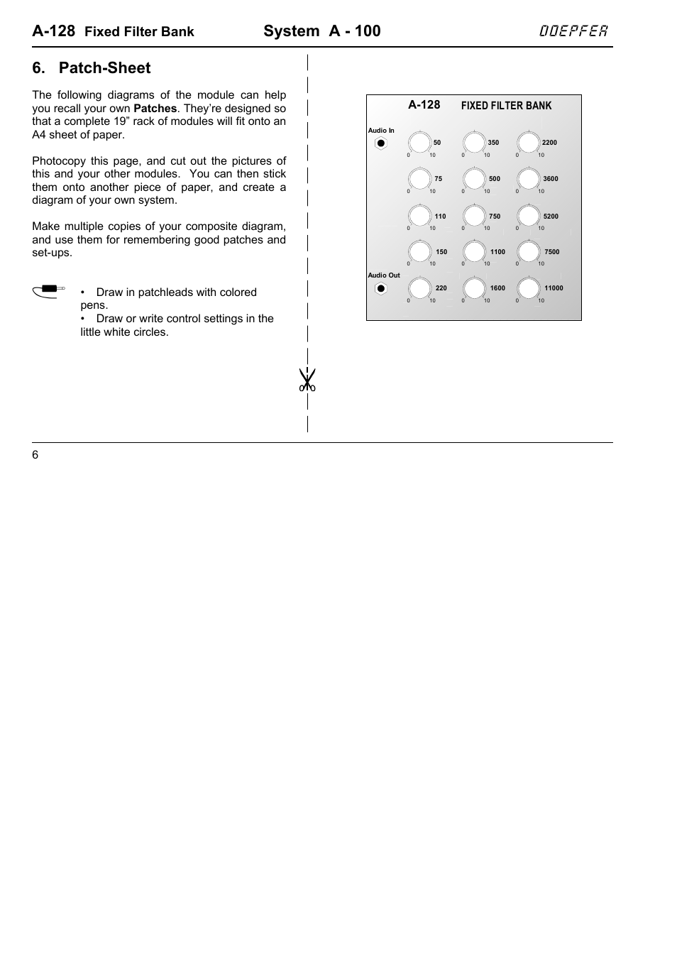 A-128, System a - 100, Patch-sheet | Doepfer, Fixed filter bank | Doepfer A-100(~ 40 MB) User Manual | Page 314 / 744