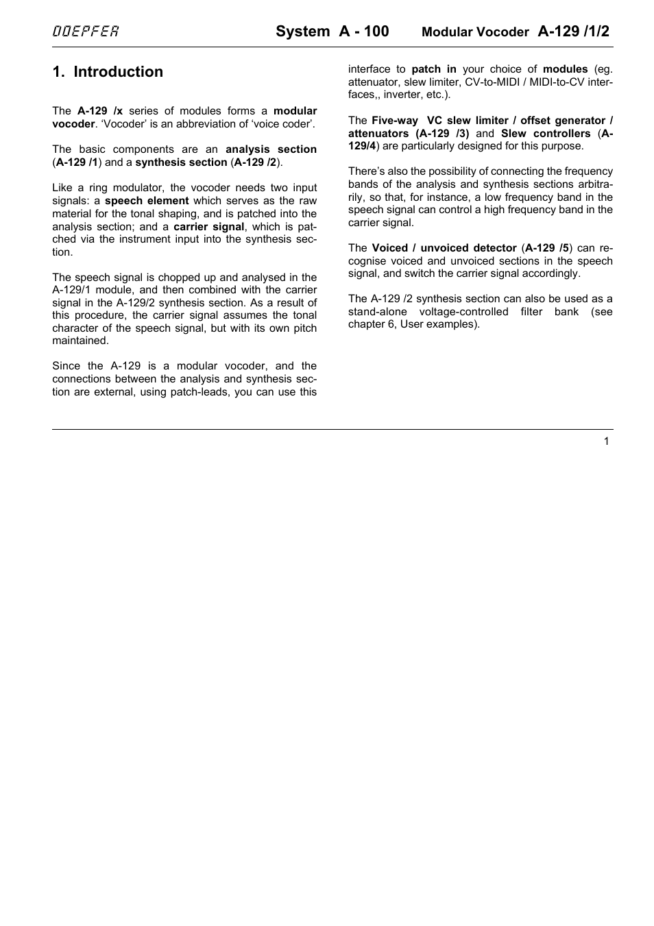 System a - 100, Introduction | Doepfer A-100(~ 40 MB) User Manual | Page 315 / 744