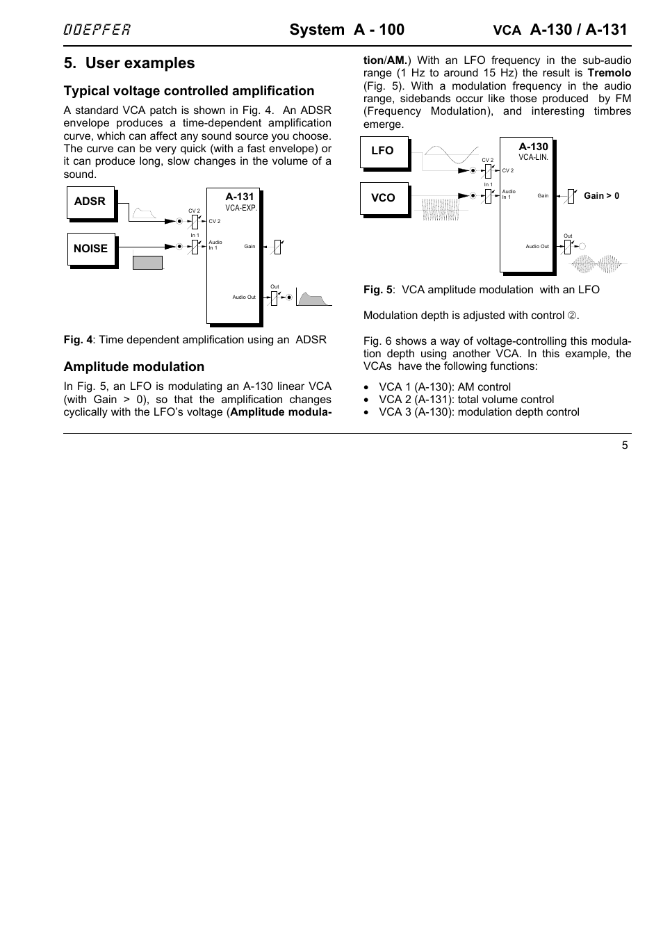 System a - 100, User examples, Doepfer | Typical voltage controlled amplification, Amplitude modulation | Doepfer A-100(~ 40 MB) User Manual | Page 345 / 744