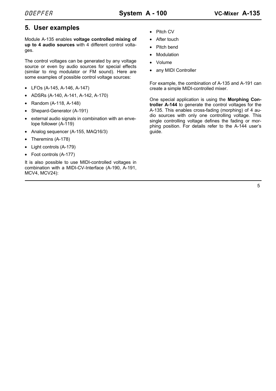 System a - 100, A-135, User examples | Doepfer A-100(~ 40 MB) User Manual | Page 367 / 744