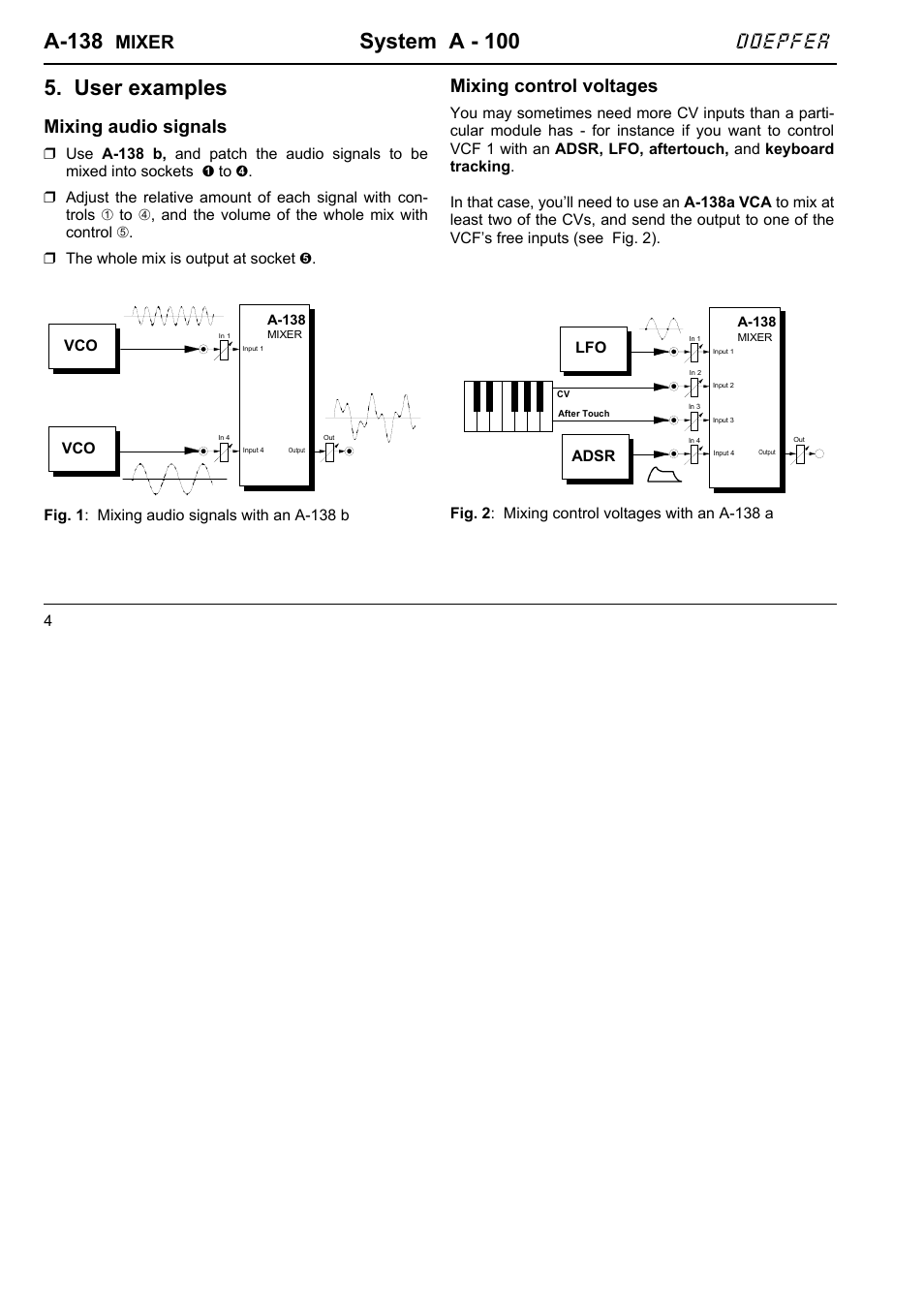 A-138, System a - 100, User examples | Doepfer, Mixer, Mixing audio signals, Mixing control voltages | Doepfer A-100(~ 40 MB) User Manual | Page 384 / 744
