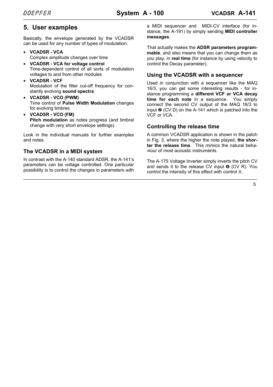 System a - 100, A-141, User examples | Doepfer | Doepfer A-100(~ 40 MB) User Manual | Page 401 / 744