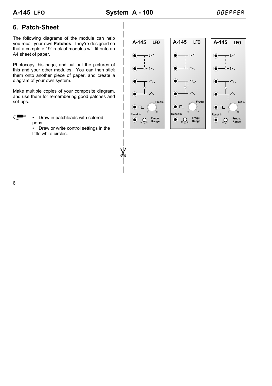 A-145, System a - 100, Patch-sheet | Doepfer | Doepfer A-100(~ 40 MB) User Manual | Page 438 / 744