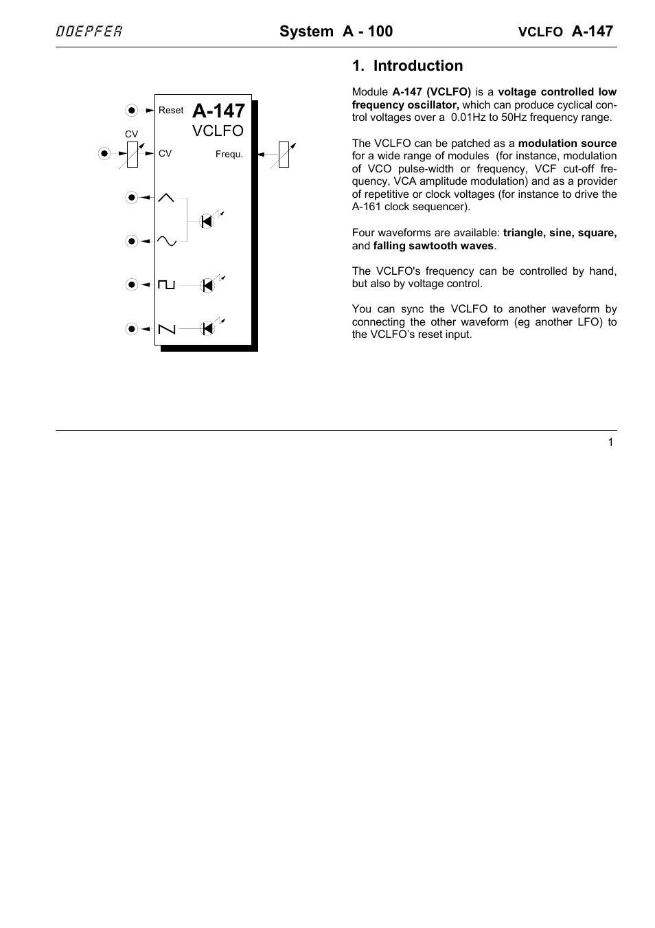 System a - 100, A-147, Introduction | Vclfo | Doepfer A-100(~ 40 MB) User Manual | Page 445 / 744