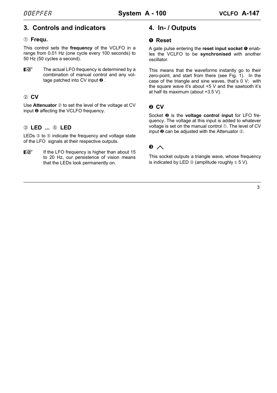 System a - 100, A-147, Controls and indicators | In- / outputs | Doepfer A-100(~ 40 MB) User Manual | Page 447 / 744