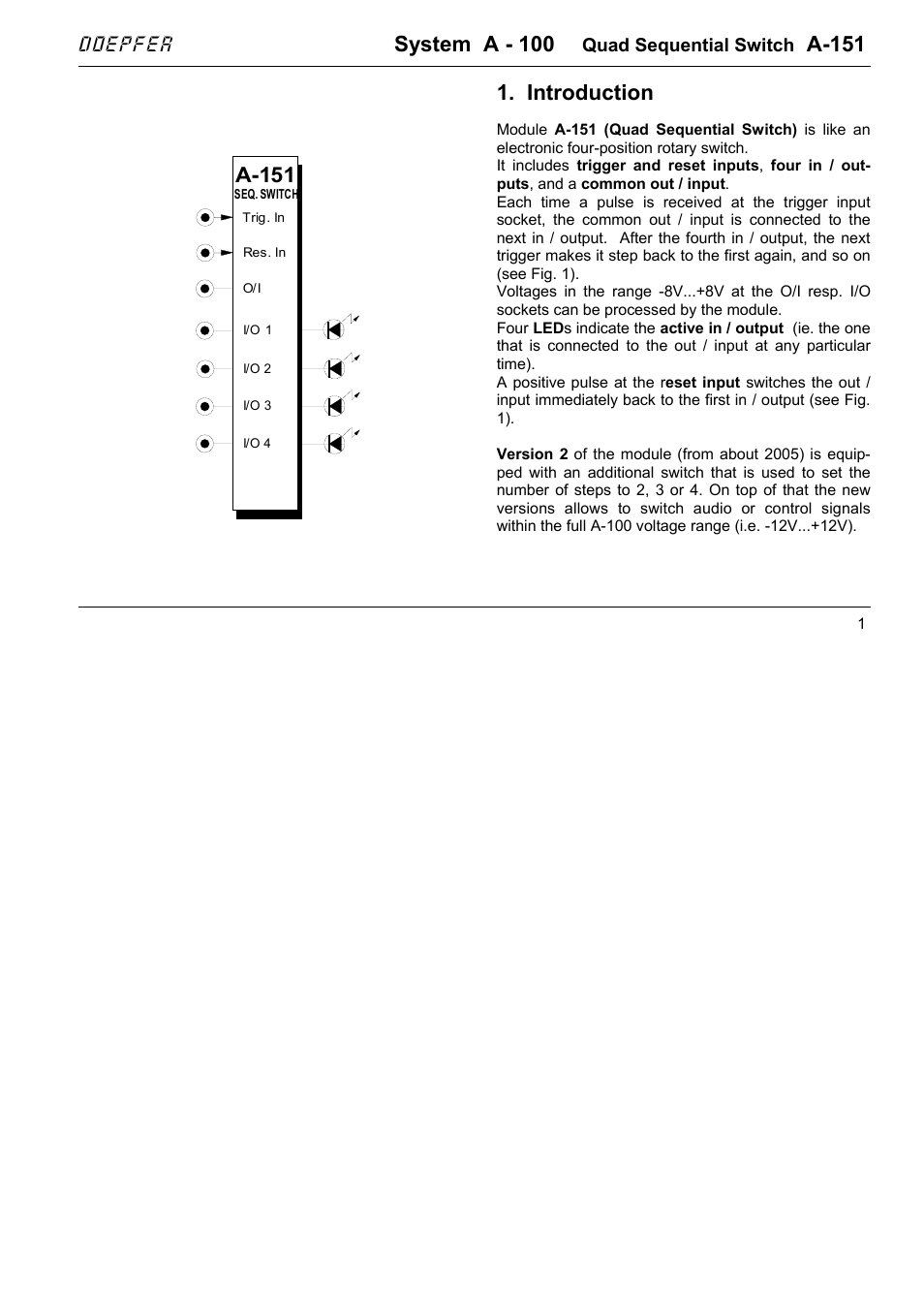 System a - 100, A-151, Introduction | Doepfer | Doepfer A-100(~ 40 MB) User Manual | Page 473 / 744