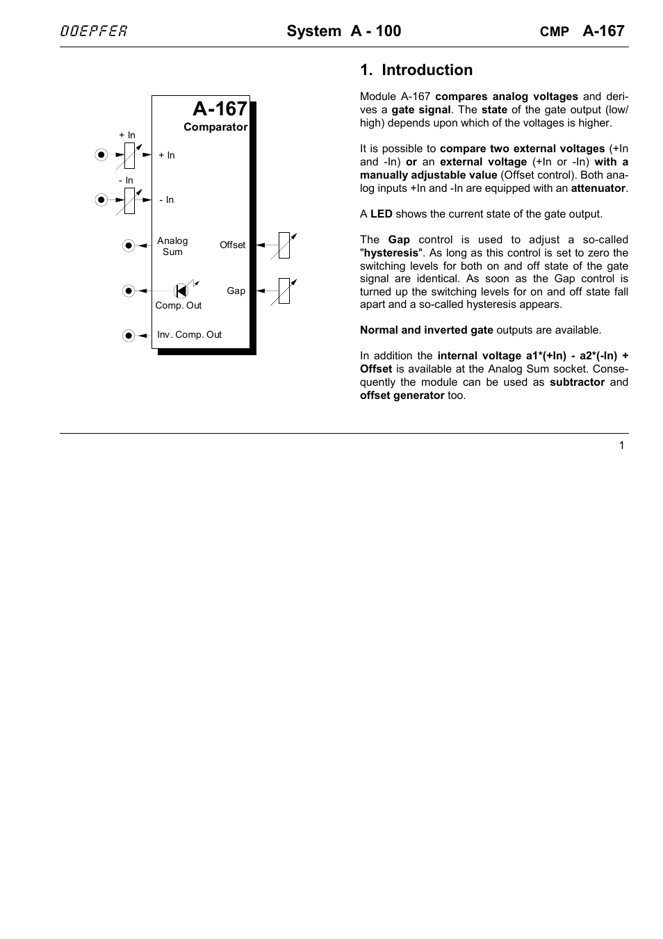 System a - 100, A-167, Introduction | Doepfer | Doepfer A-100(~ 40 MB) User Manual | Page 563 / 744