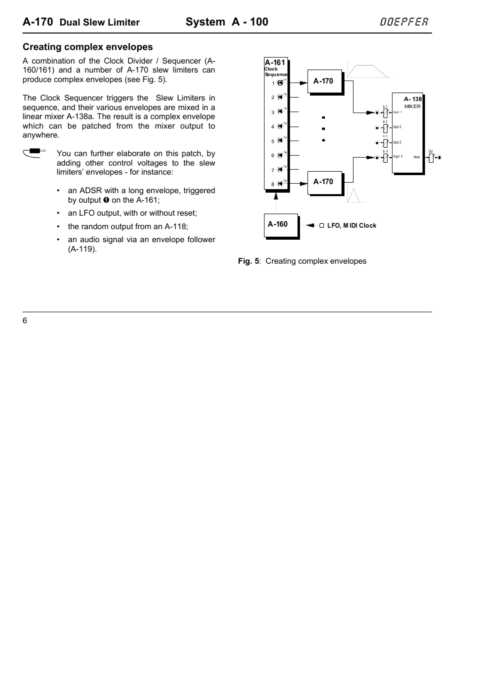 A-170, System a - 100, Doepfer | Dual slew limiter, Creating complex envelopes | Doepfer A-100(~ 40 MB) User Manual | Page 574 / 744