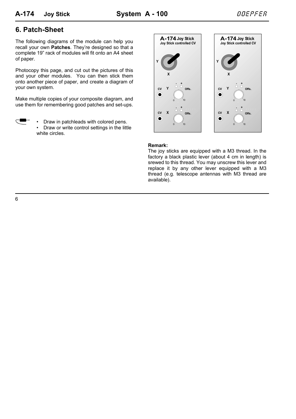 A-174, System a - 100, Patch-sheet | Doepfer, Joy stick | Doepfer A-100(~ 40 MB) User Manual | Page 592 / 744